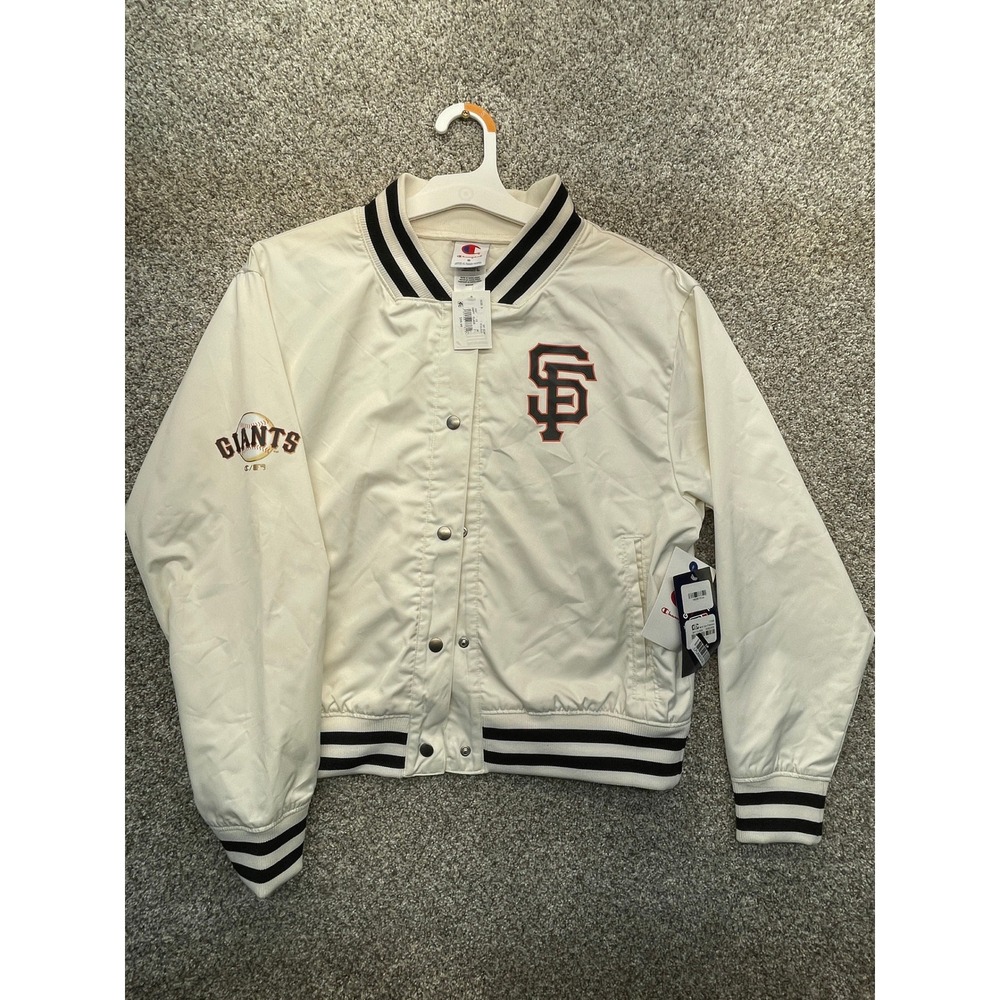 Champion Varsity Jacket Mens S White NEW MLB San Francisco Giants Snap Front